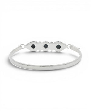 Black Onyx Three - Stone Bracelet — Guided by Inner Strength Engraved Cuff - Jewelry