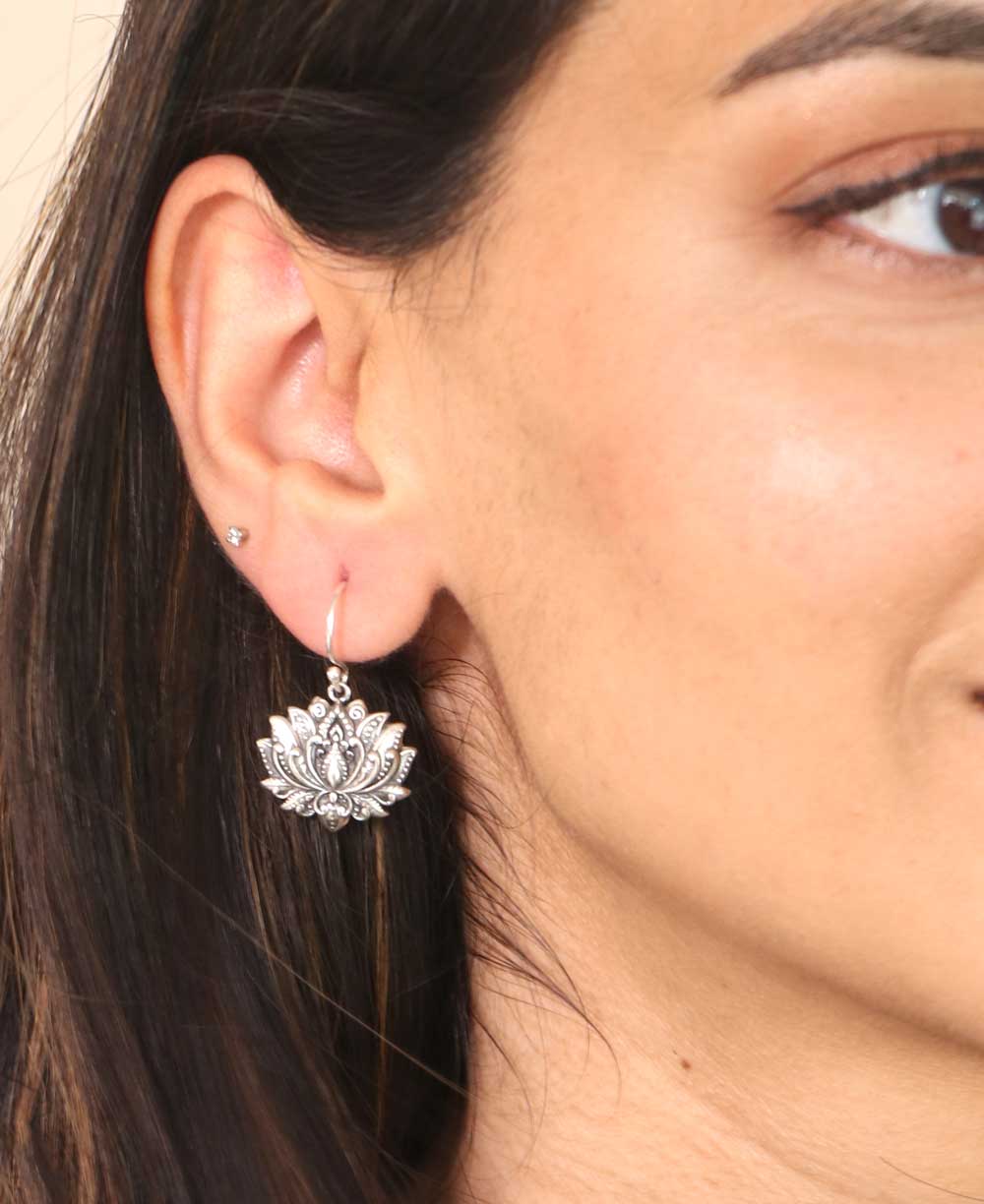 Blooming Sterling Silver Lotus Earrings - Earrings