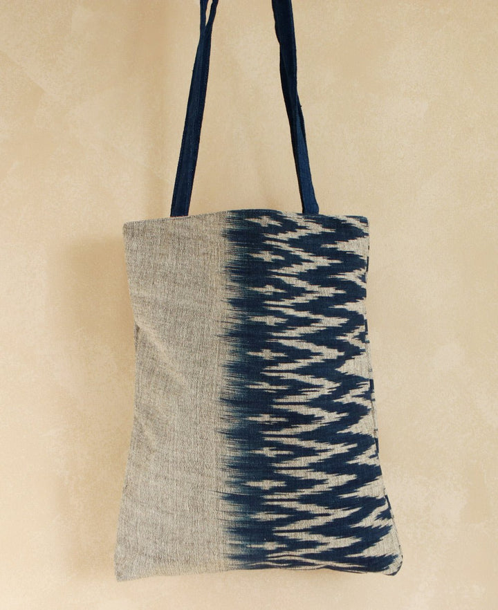 Blue and Grey Ikat Ladder Tote - Handbags