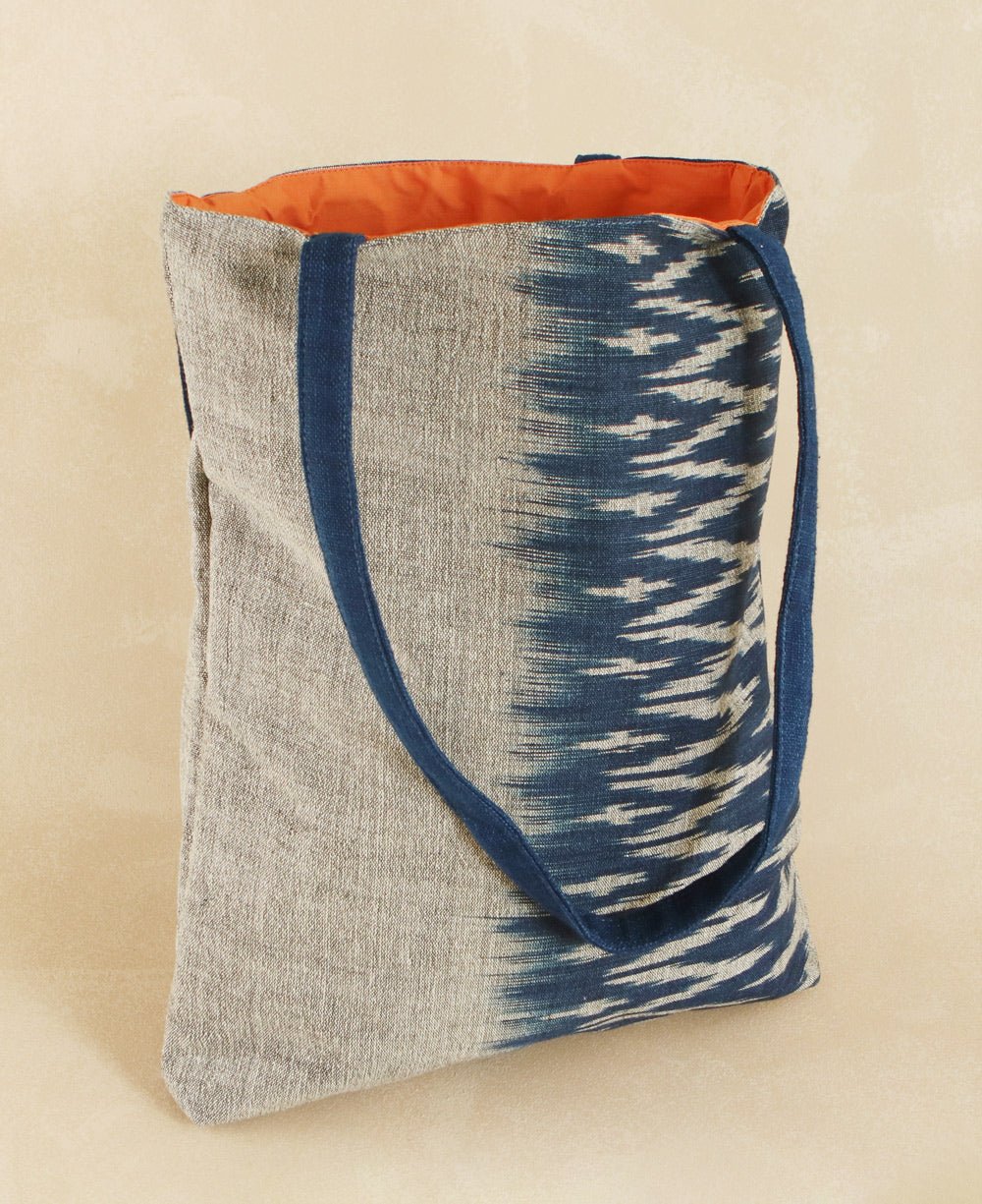 Blue and Grey Ikat Ladder Tote - Handbags