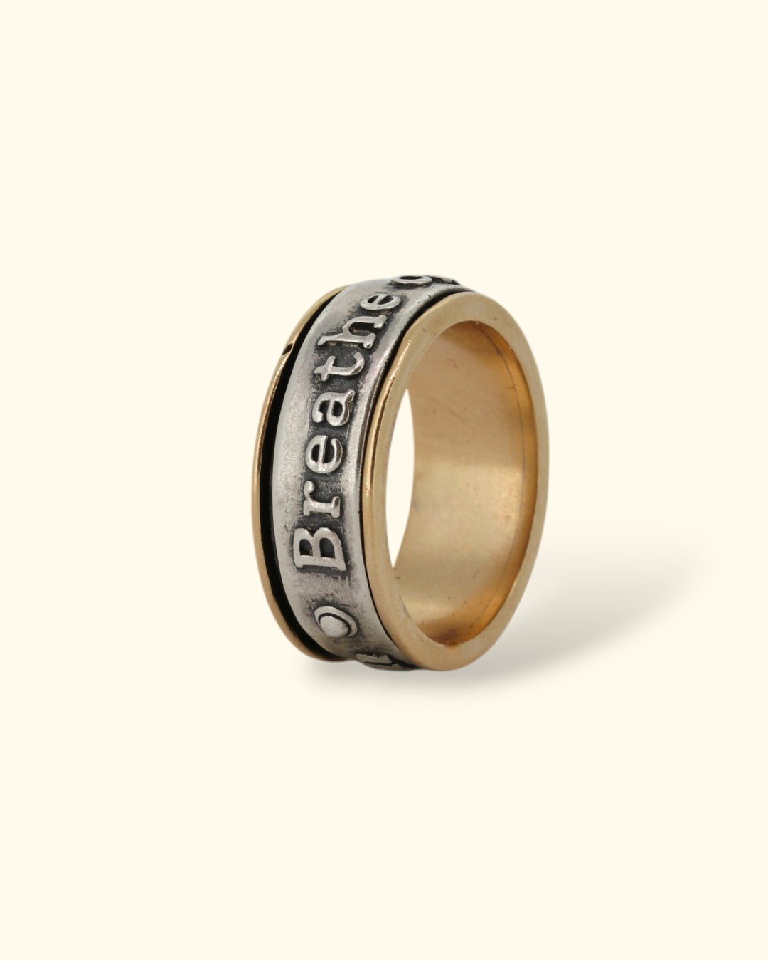 Breathe Spinner Meditation Ring Mindful Fidget Jewelry, Silver & Bronze Buddha Groove Breathe Spinner Meditation Ring Mindful Fidget Jewelry, Silver & Bronze Buddha Groove