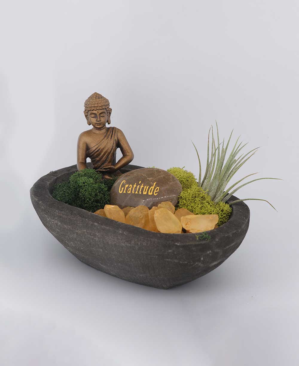 Buddha Gratitude Small Zen Terrarium - Ecospheres Gray