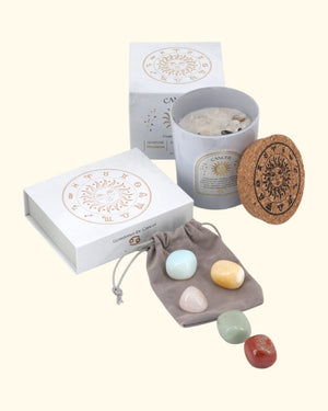 Cancer Zodiac Candle & Crystal Tumblestone Set - Candles