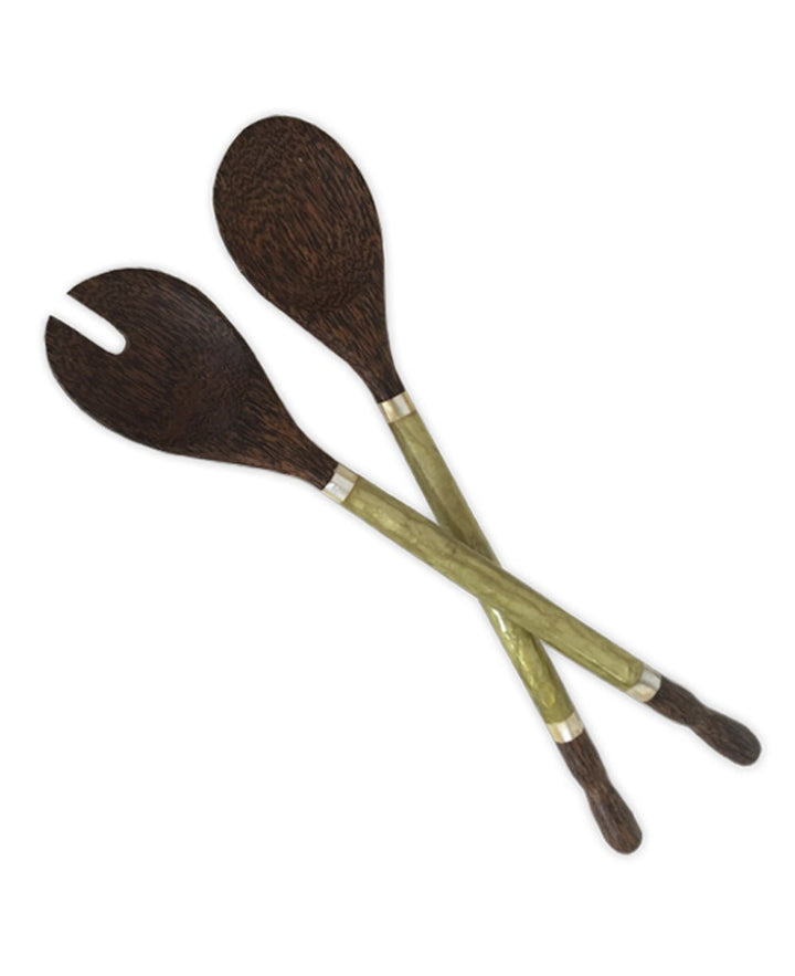 Capiz Shell and Palm Wood Salad Servers - Serveware