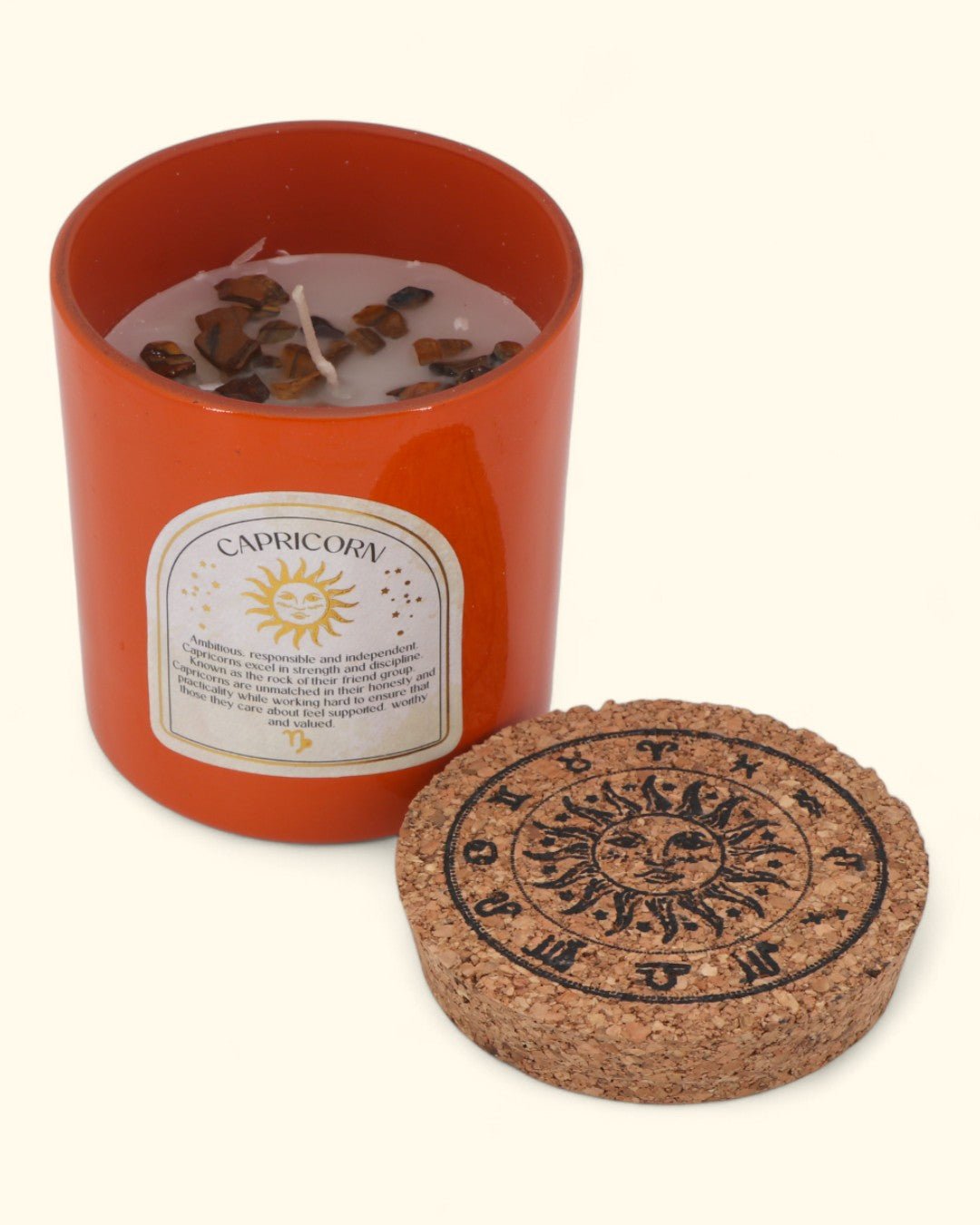 Capricorn Zodiac Candle & Crystal Tumblestone Set - Candles