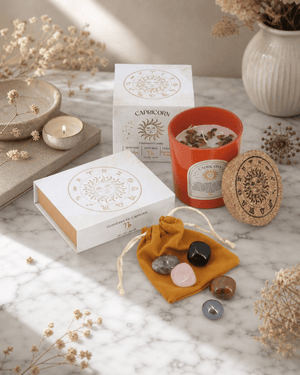 Capricorn Zodiac Candle & Crystal Tumblestone Set - Candles