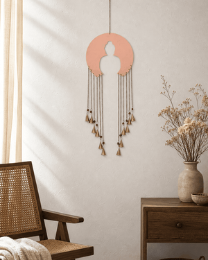 Cascading Bells Buddha Silhouette Fairtrade Wall Hanging - Posters, Prints, & Visual Artwork