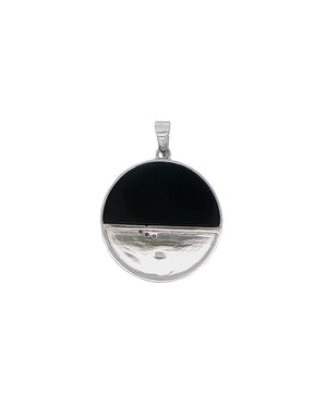 Celestial Midnight Wave Pendant – Sterling Silver with Onyx & Marcasite - Pendant