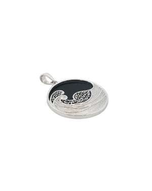 Celestial Midnight Wave Pendant – Sterling Silver with Onyx & Marcasite - Pendant