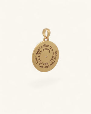 Celestial Sun & Moon Citrine Pendant — Gold-Plated Brass Charm - Pendant
