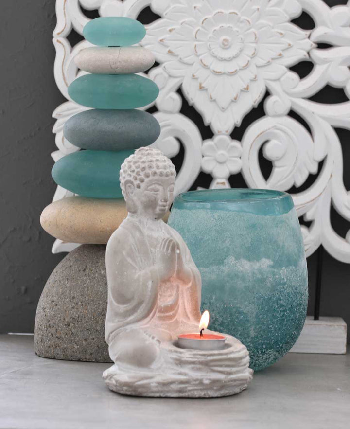 Cement Buddha Tealight Holder - sculptures and statues