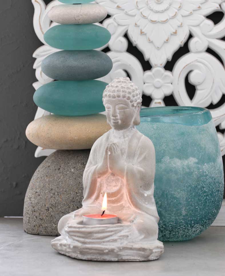 Cement Buddha Tealight Holder - sculptures and statues