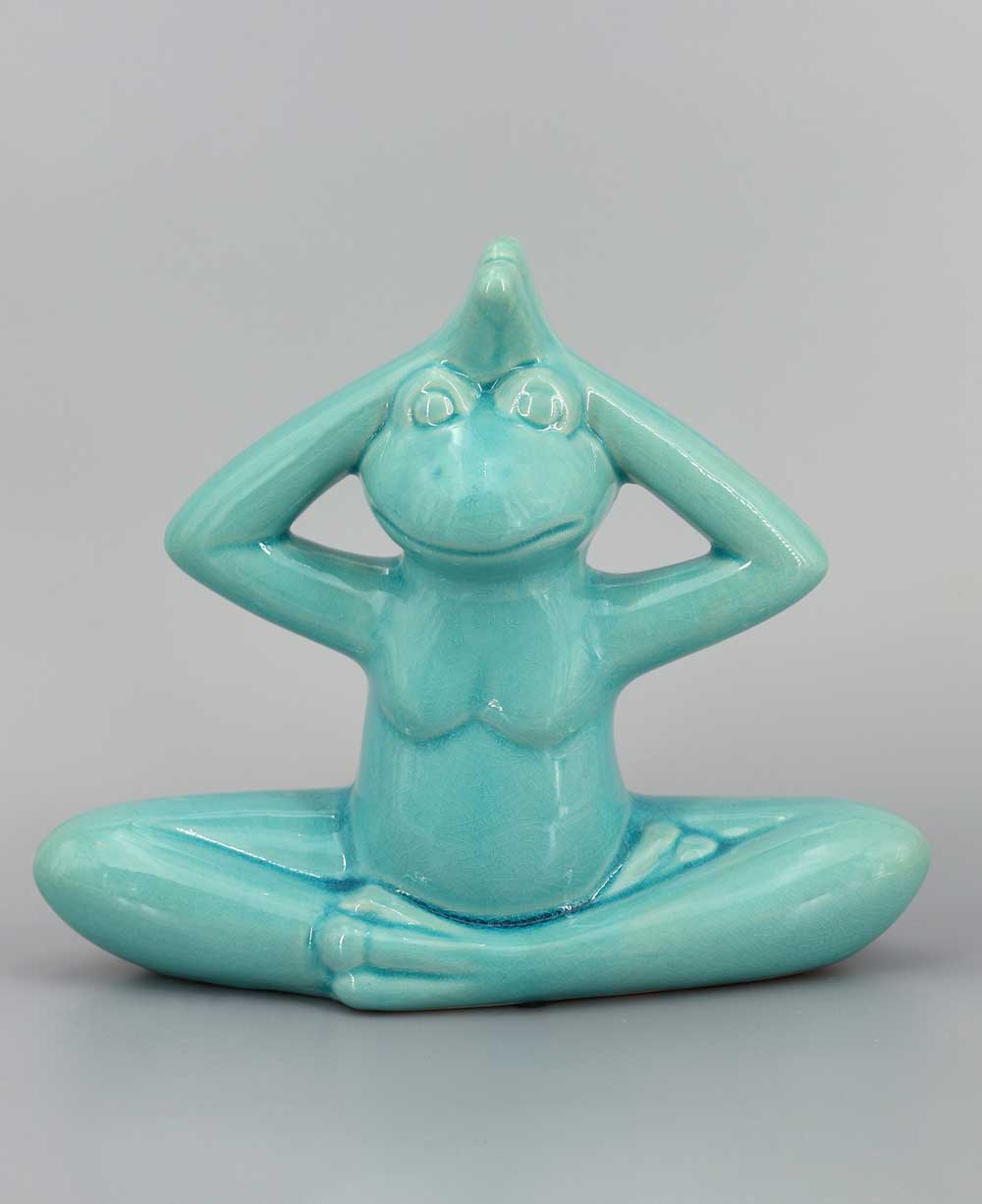 Ceramic Yoga Frog Figurines, Sold Individually Or Set - Sculptures & Statues Seated Mountain