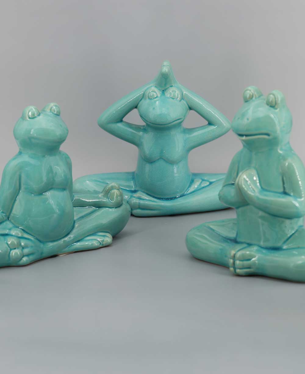 Ceramic Yoga Frog Figurines, Sold Individually Or Set - Sculptures & Statues Set of 3