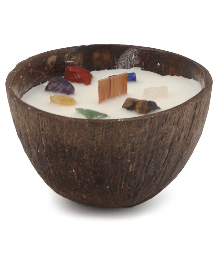 Coconut Shell Chakra Crystal Candle - Candles