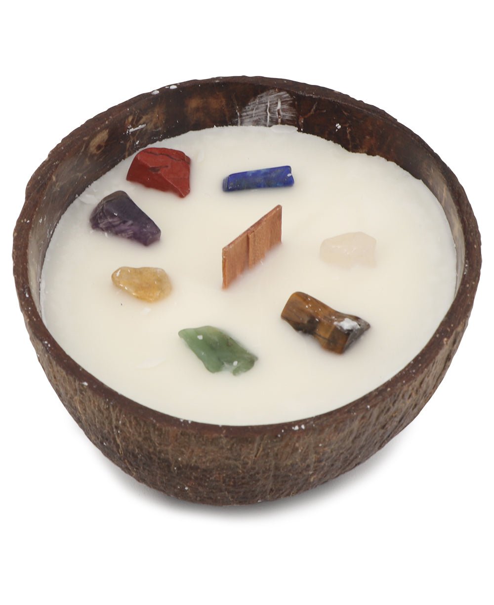 Coconut Shell Chakra Crystal Candle - Candles