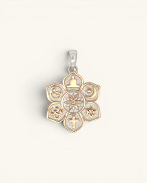 Coexist Harmony Lotus Pendant — Silver-Plated Bronze Unity Design - Pendant