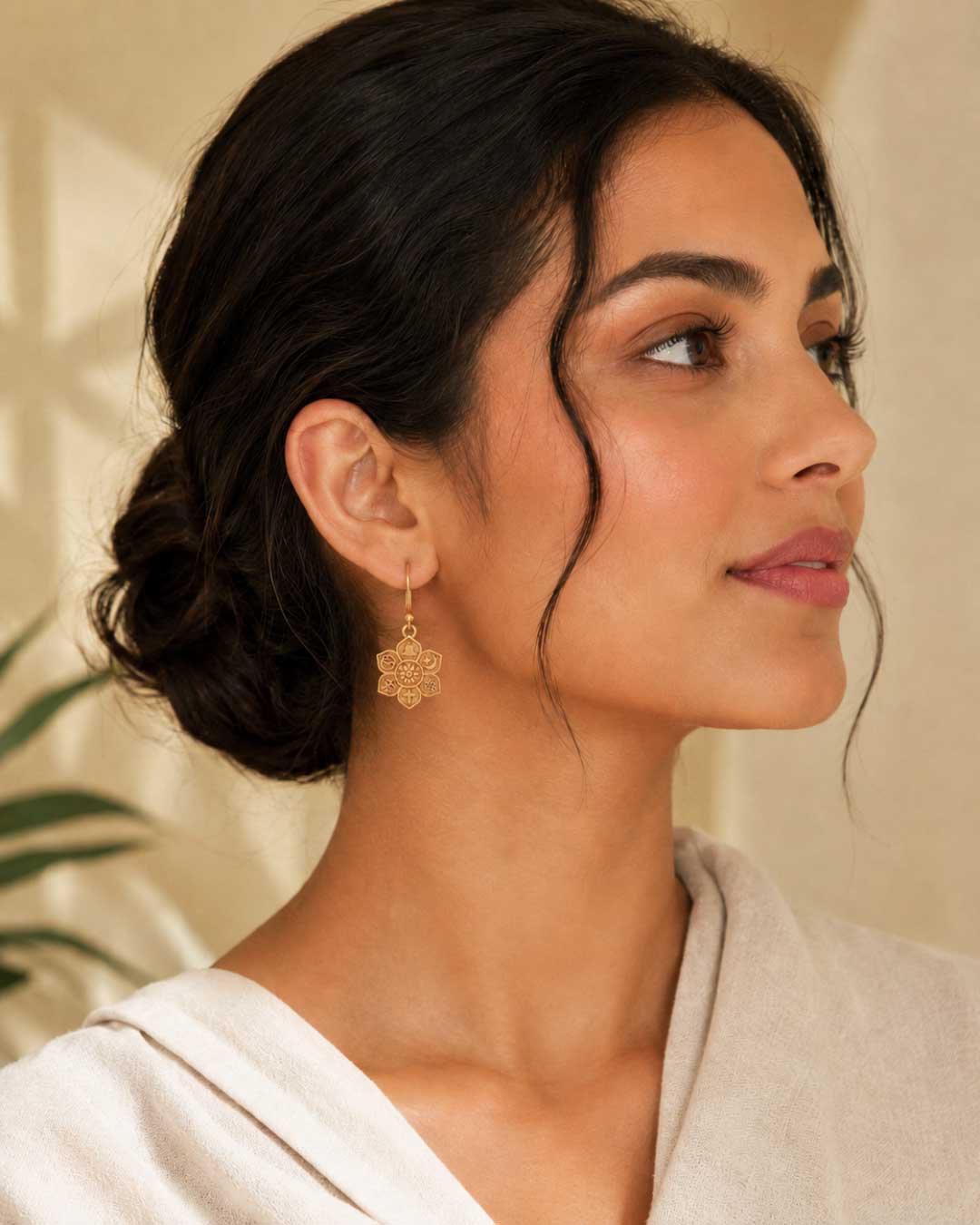 Coexist Lotus Earrings — 18K Gold Plated Brass Symbol Drops