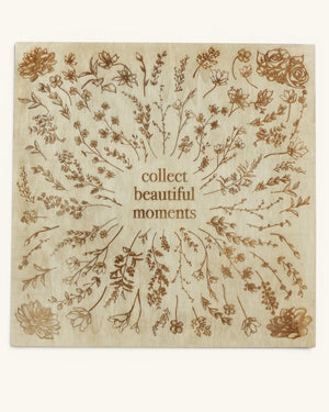 Collect Beautiful Moments Wood Wall Sign — 12 Inch Botanical Engraved Inspirational Decor - Wall Decor