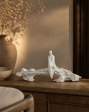 Contemplative Zen Monk Incense Stand and Statue - Sculptures & Statues