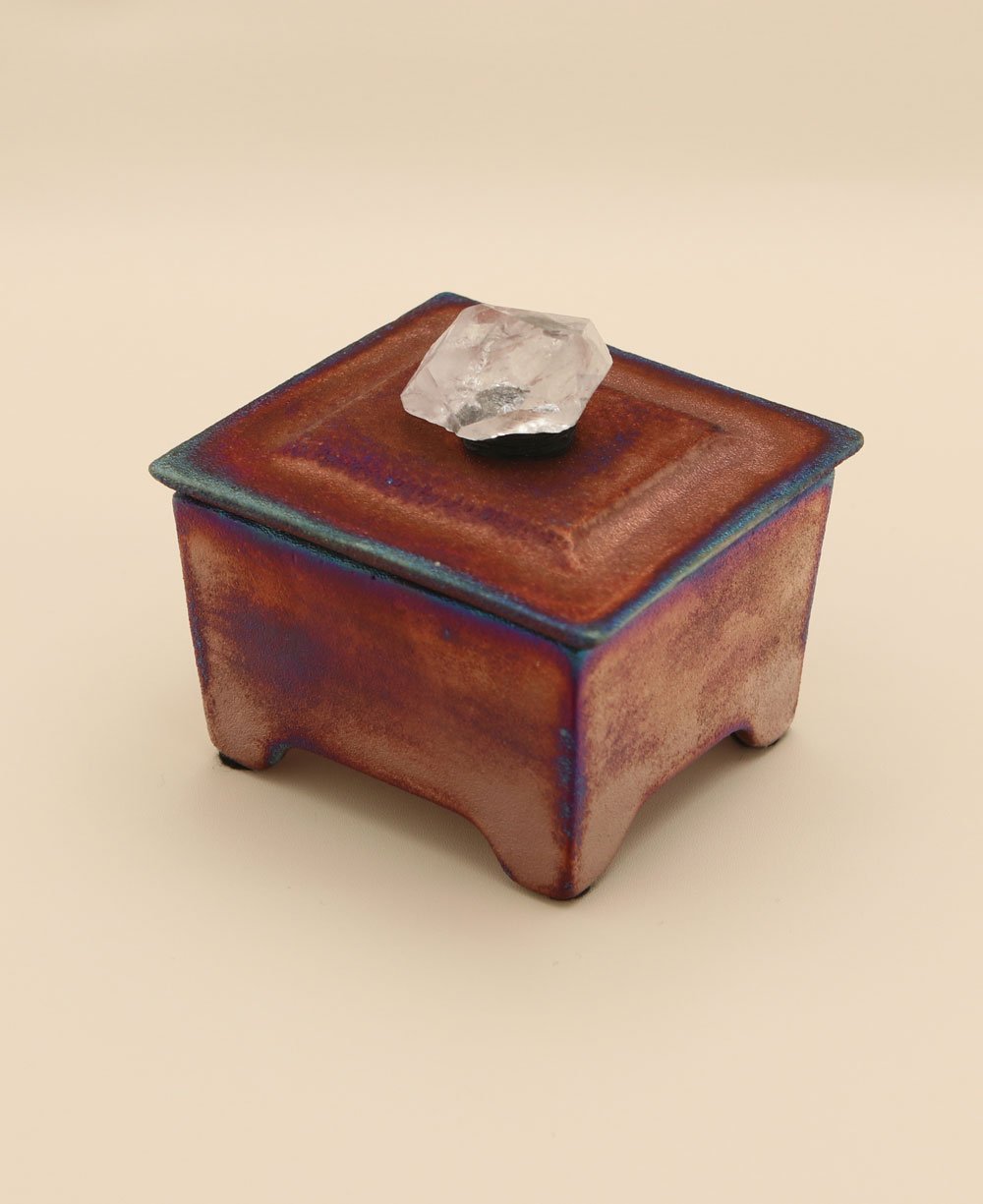 Copper Toned Ceramic Dream Box, Handmade - Decor