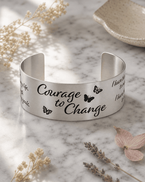 Courage To Change Stainless Steel Adjustable Inspirational Cuff Bracelet - Bracelets