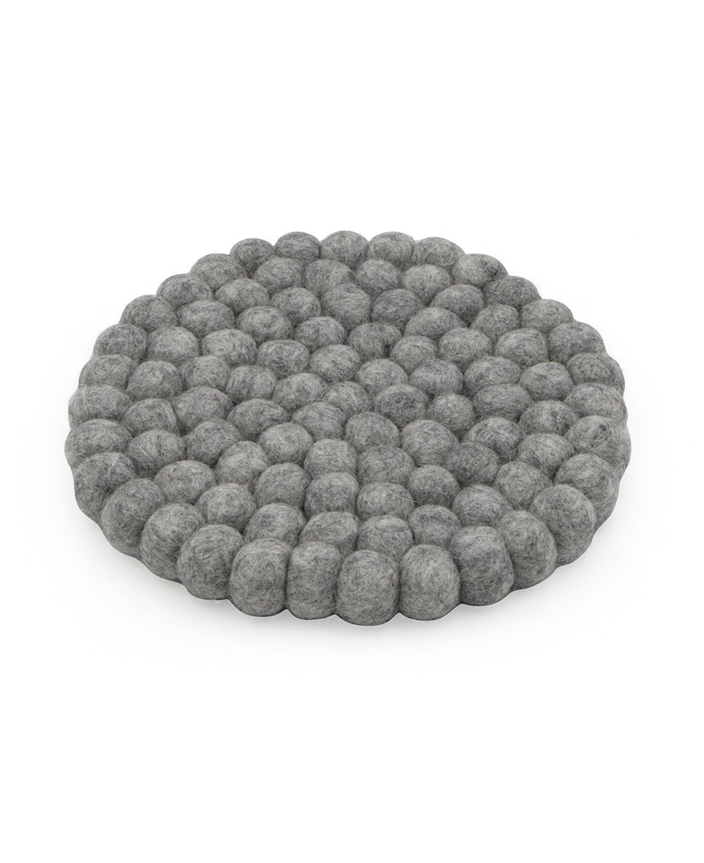 Cozy Gray Pom - Pom Trivet, Nepal - Housewares Cloud Grey