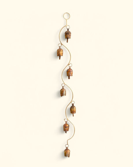 Curved Stem Wind Chime with Indian Bells, Fairtrade - Wind Chimes 7 Bells