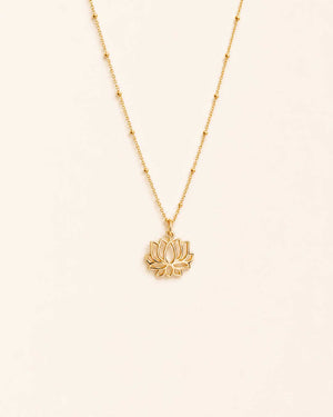Dainty Gold - Plated Lotus Bloom Necklace — Satellite Chain - Necklace