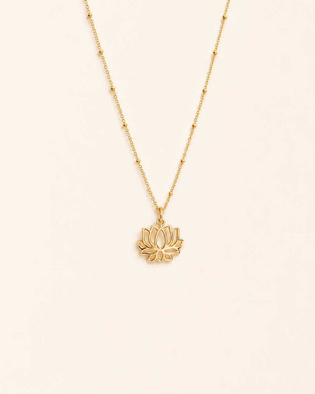Dainty Gold - Plated Lotus Bloom Necklace — Satellite Chain - Necklace