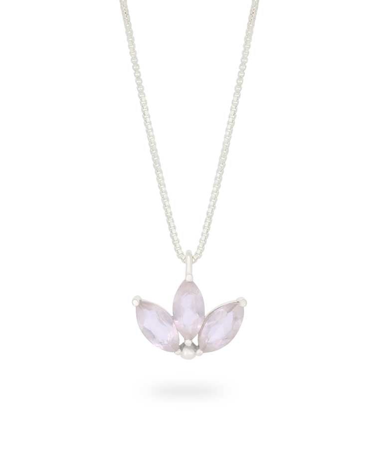 Dainty Lotus Birthstone Sterling Silver Necklace - Necklaces Dec (Blue Topaz)