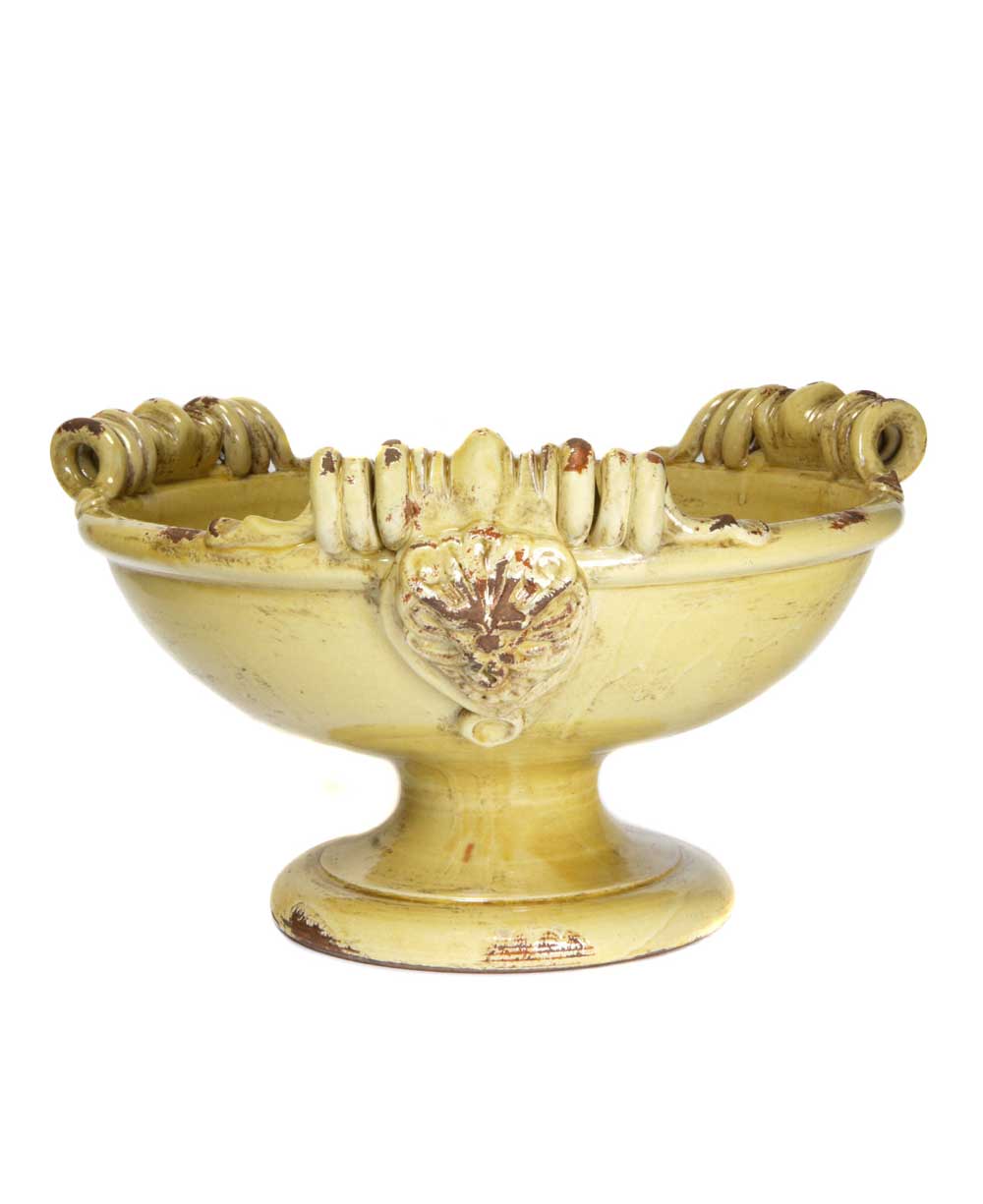 Decorative Italian Yellow Bowl with Rustic Finish - Accents