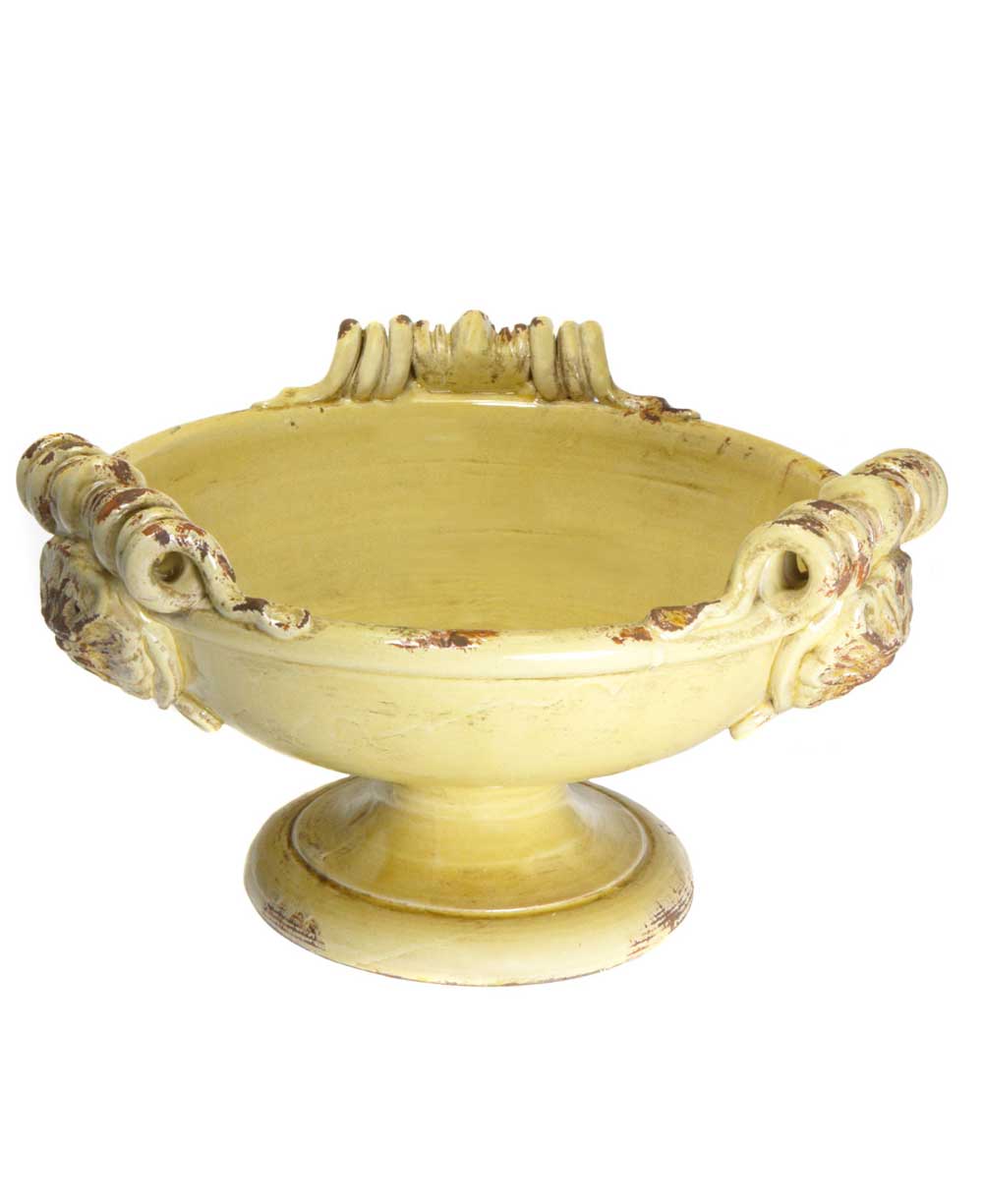 Decorative Italian Yellow Bowl with Rustic Finish - Accents