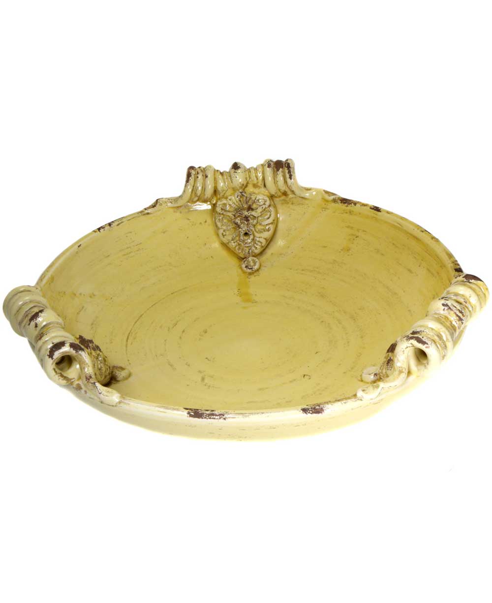 Decorative Italian Yellow Platter with Rustic Finish - Accents