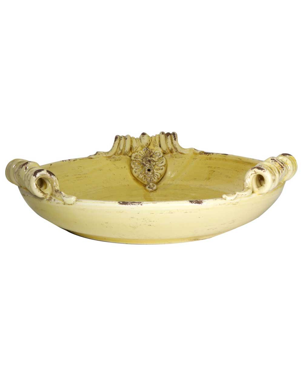 Decorative Italian Yellow Platter with Rustic Finish - Accents