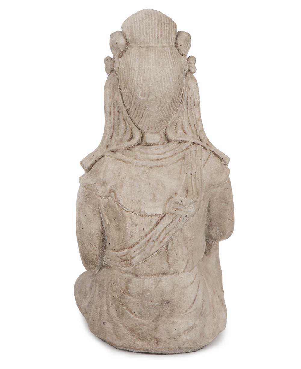 Distressed Finish Cast Stone Garden Kuan Yin Statue Made in the USA - Sculptures & Statues