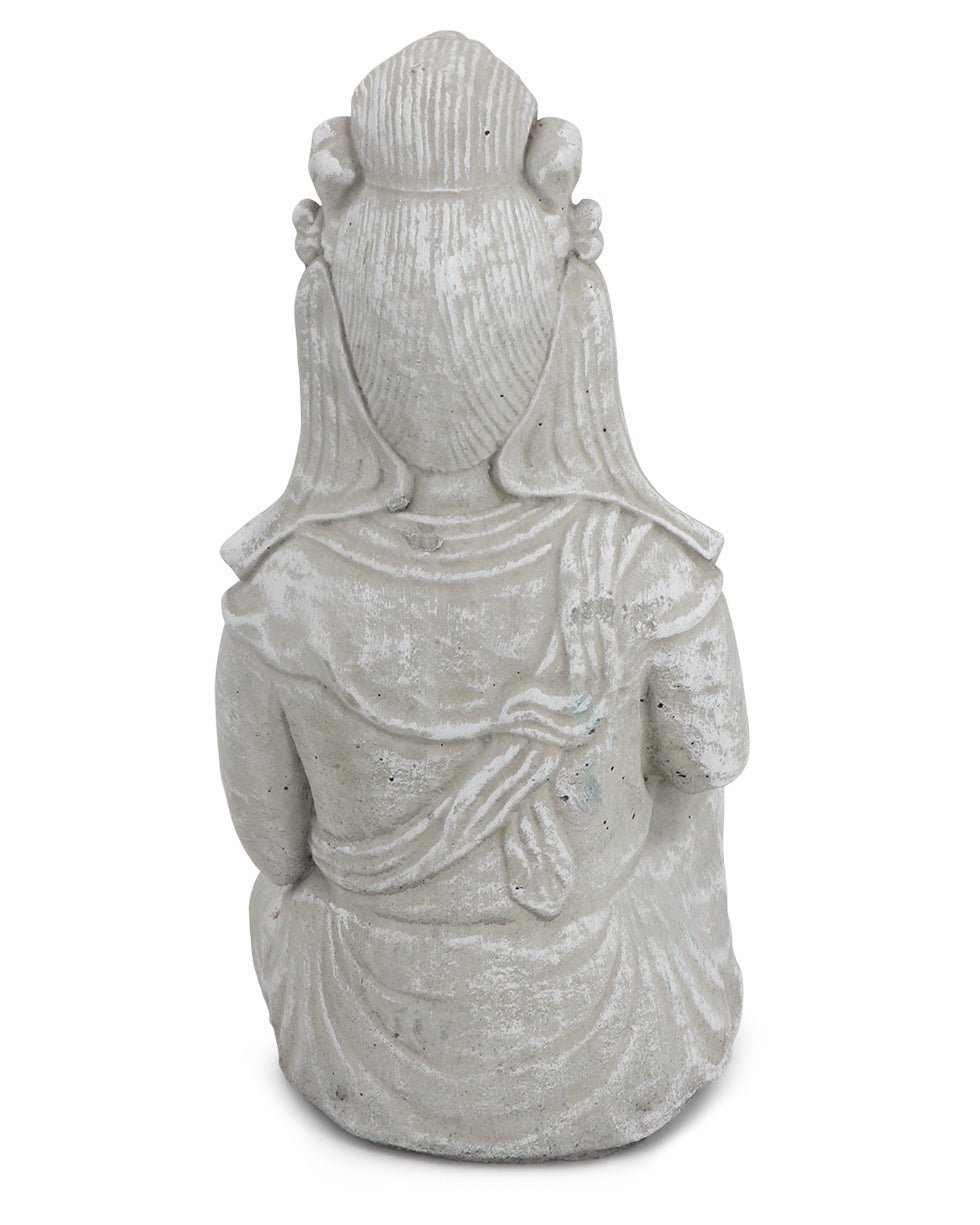 Distressed Finish Cast Stone Garden Kuan Yin Statue Made in the USA - Sculptures & Statues