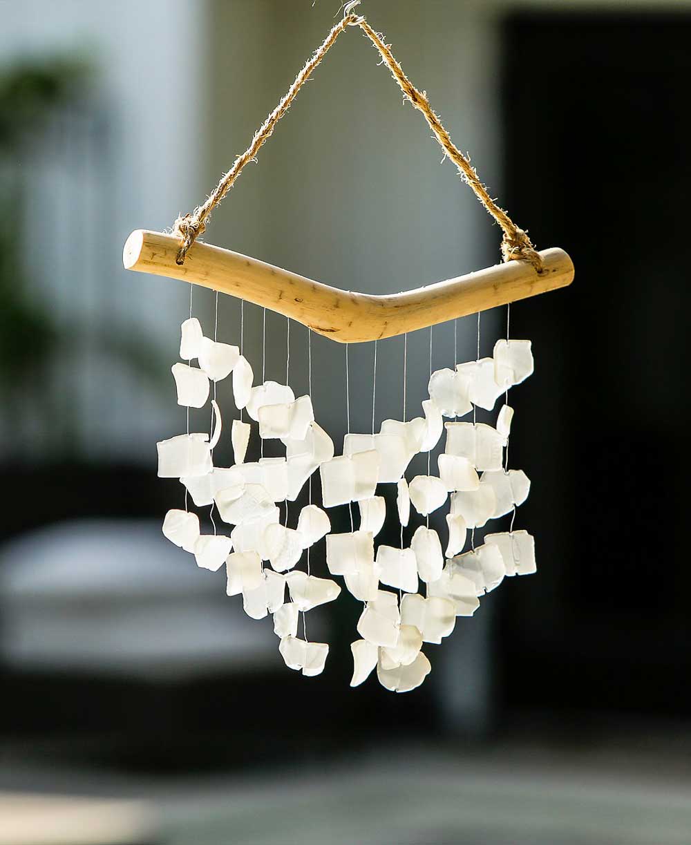 Driftwood Butterfly Glass Chime Wall Hanging - Wind Chimes Large