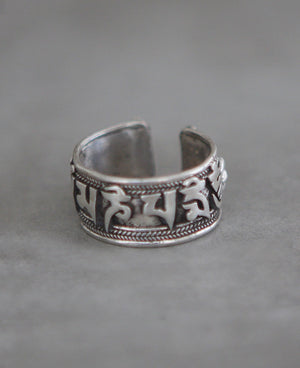 Sterling Silver Men's Tibetan Mantra Ring