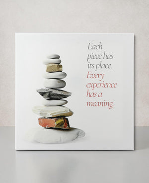 "Each Piece Has Its Place" Zen Cairn Canvas — 12 - Inch Wood Framed Wall Art - Wall Hanging