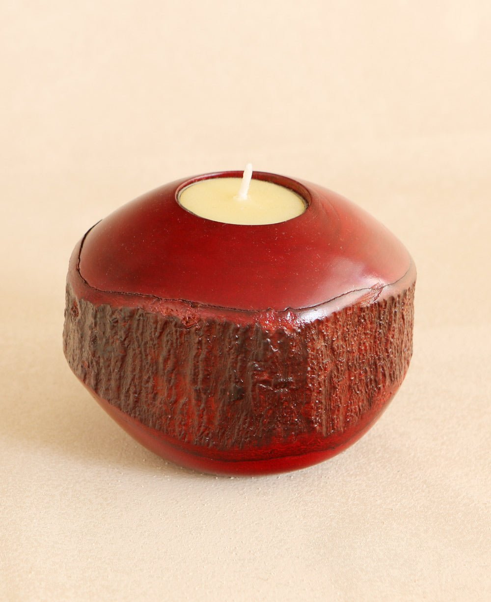 Eco - Friendly Mango Wood Tealight Holder, Thailand - Candleholders Cherry