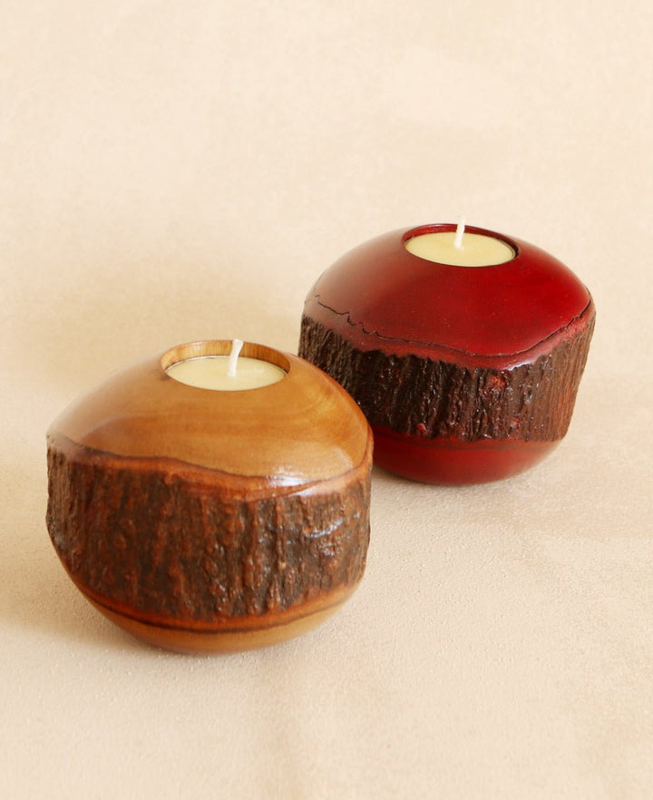 Eco - Friendly Mango Wood Tealight Holder, Thailand - Candleholders Cherry