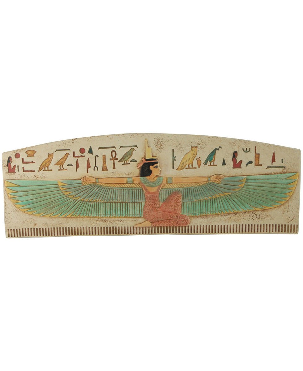 Egyptian Wall Plaque with Winged Isis, 20.75 Inches Wide - Statues & Accents