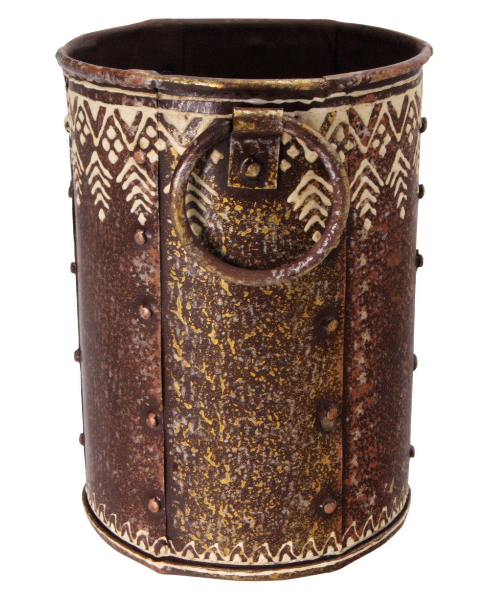 Embossed Iron Vase with Antique Finish, India - Vase