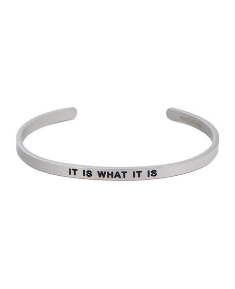 Engraved Metal Cuff Bracelet, It Is What It Is - Bracelets