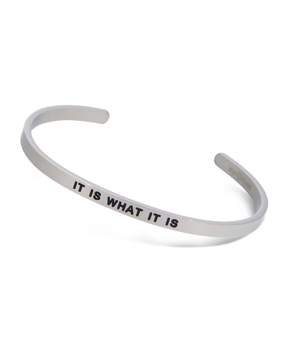 Engraved Metal Cuff Bracelet, It Is What It Is - Bracelets
