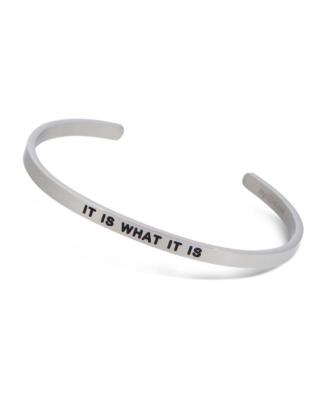 Engraved Metal Cuff Bracelet, It Is What It Is - Bracelets
