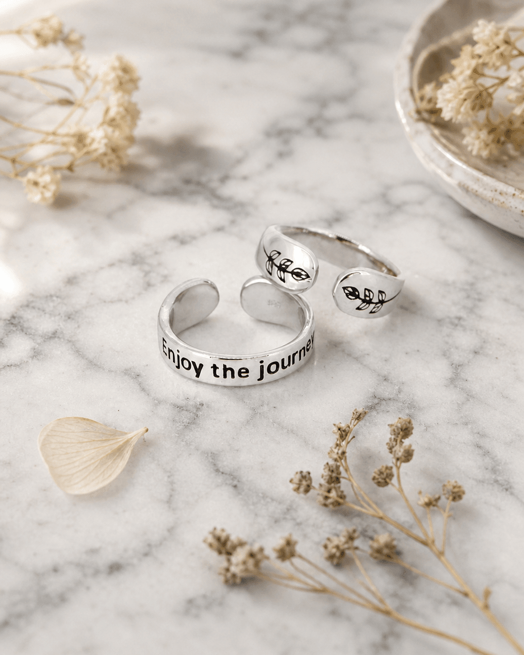 Enjoy The Journey Sterling Silver Adjustable Inspirational Ring - Rings