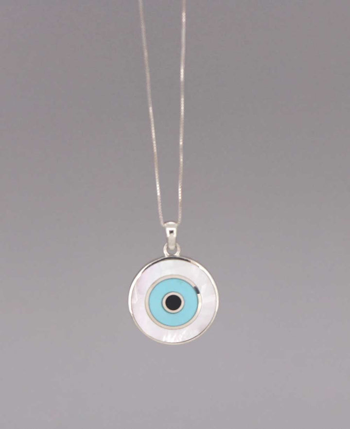Evil Eye Mother of Pearl and Turquoise Necklace - Necklace