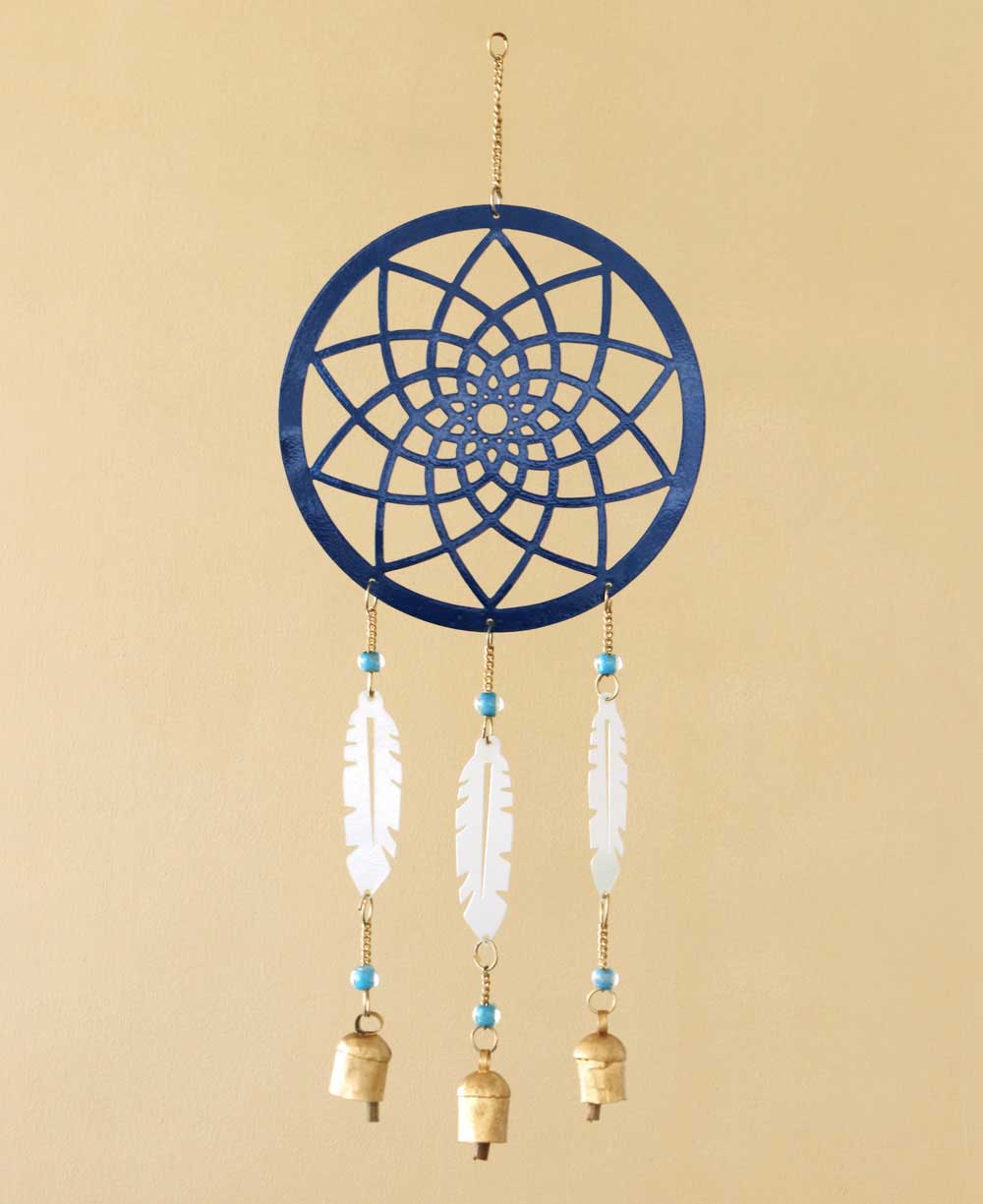 Fair Trade and Handmade Metal Wall Hanging with Bell Chime - Dreamcatchers